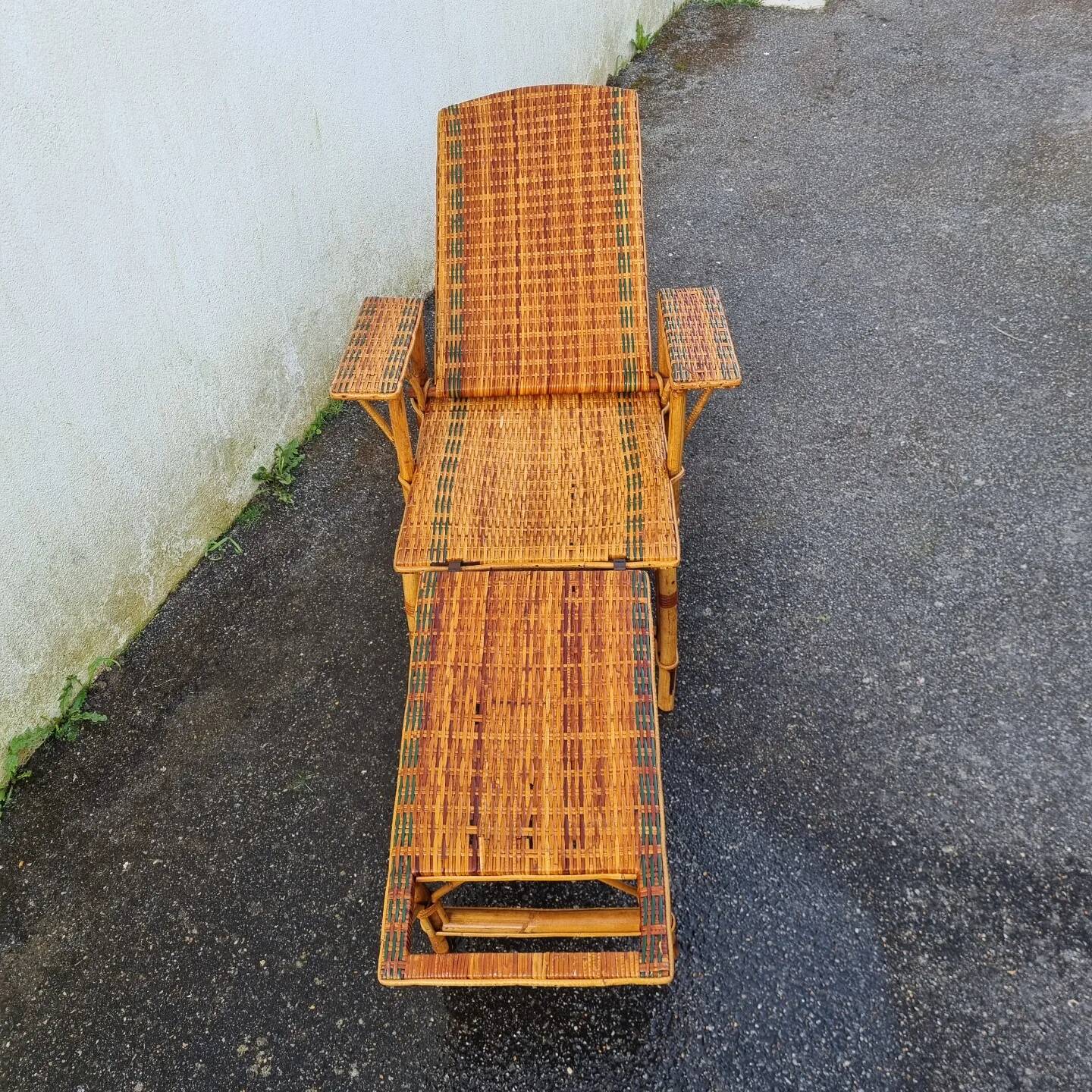 Rattan lounger Art Deco chaise longue