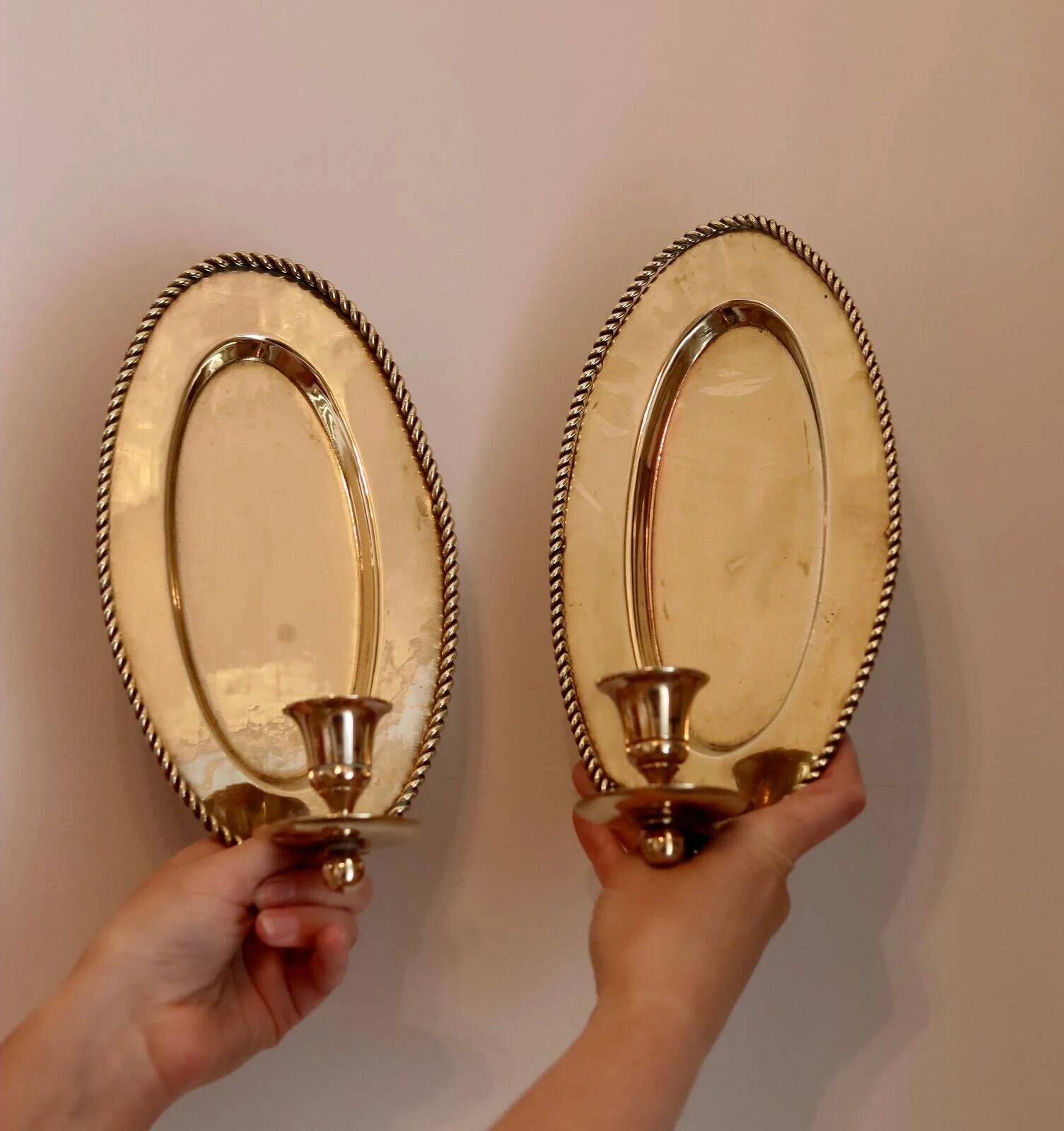 Pair Of Mid Century Swedish Brass Sconces