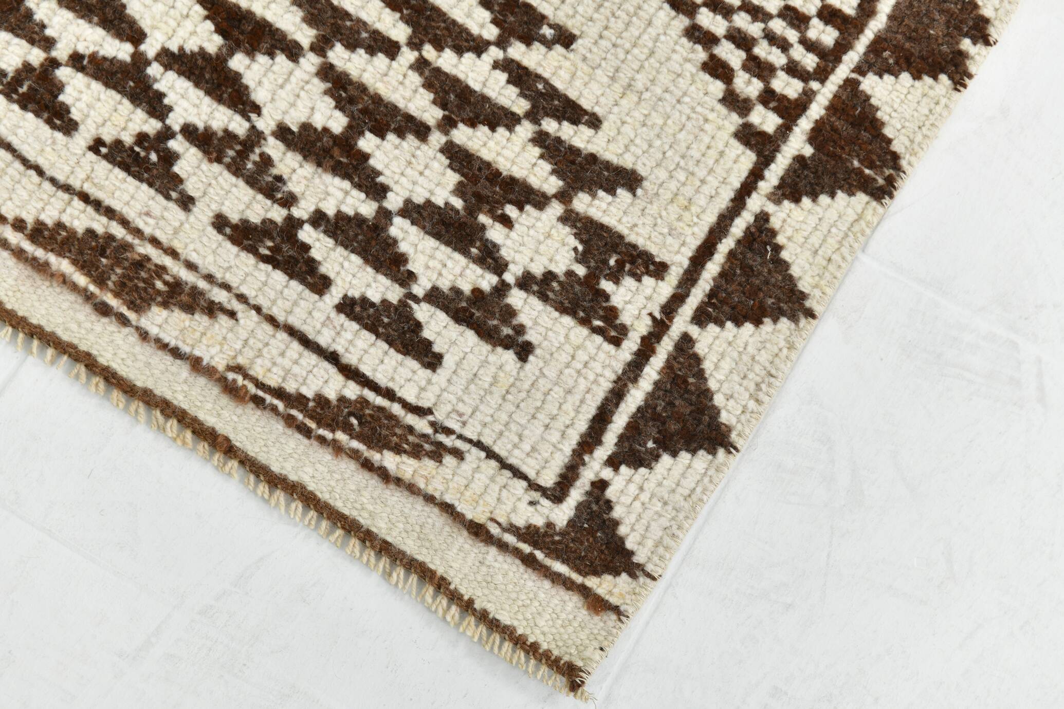 3x10 Brown Cream Kilim Runner Rug 82x320Cm