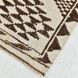 3x10 Brown Cream Kilim Runner Rug 82x320Cm