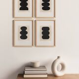 Collection of 4 black abstract paintings on paper signed eawy
