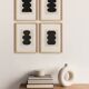 Collection de 4 peintures abstraites noires sur papier signées Eawy