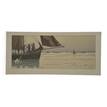 Lithograph by Henri Rivière The Enchantment of the Hours - The Calm Sea