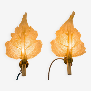 Barovier & Toso wall sconces| Set of 2 | Gold flake glass | Vintage 70's