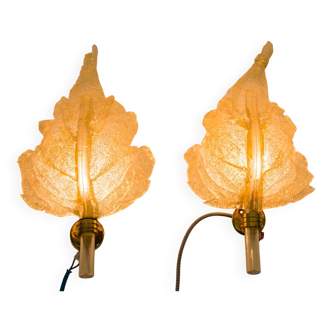 Barovier & Toso wall sconces| Set of 2 | Gold flake glass | Vintage 70's