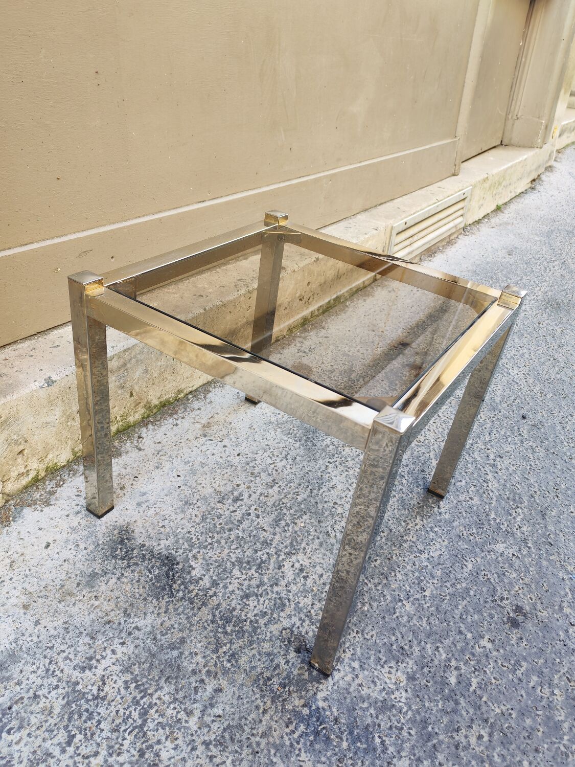 Table basse chromé vintage 1970