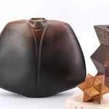 Black and brown vase by Pierre Lebe for Virebent