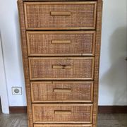 Vintage rattan chest of drawers with 6 drawers