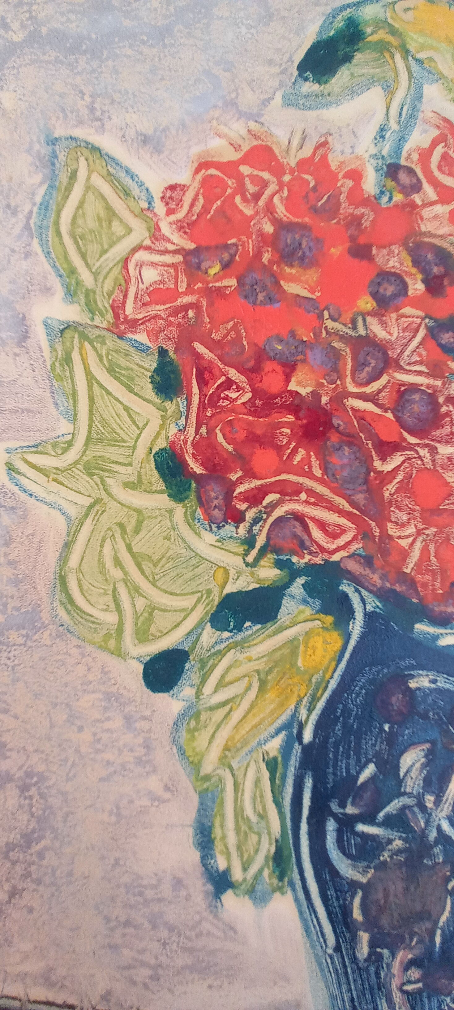 Painting by manfredo borsi. gouache. 1949. bouquet in blue vase