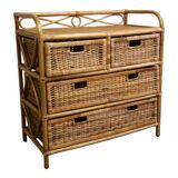 Rattan and bamboo chest of drawers 70s