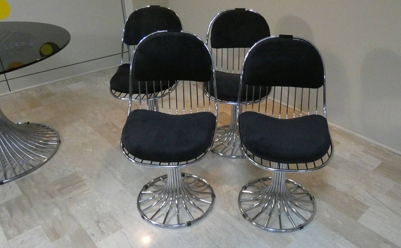 Margot chairs and Tulip dining table by Gastone Rinaldi for Rima, Italy, 1968, set of 5.