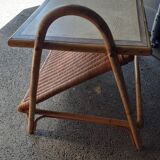 Table basse en rotin ancienne vintage XXeme