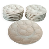 Service 12 plates. + Oyster barbotine shellfish dish