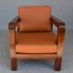 Pair of armchair era 1940 imitation aluminum leather of ostrich havana