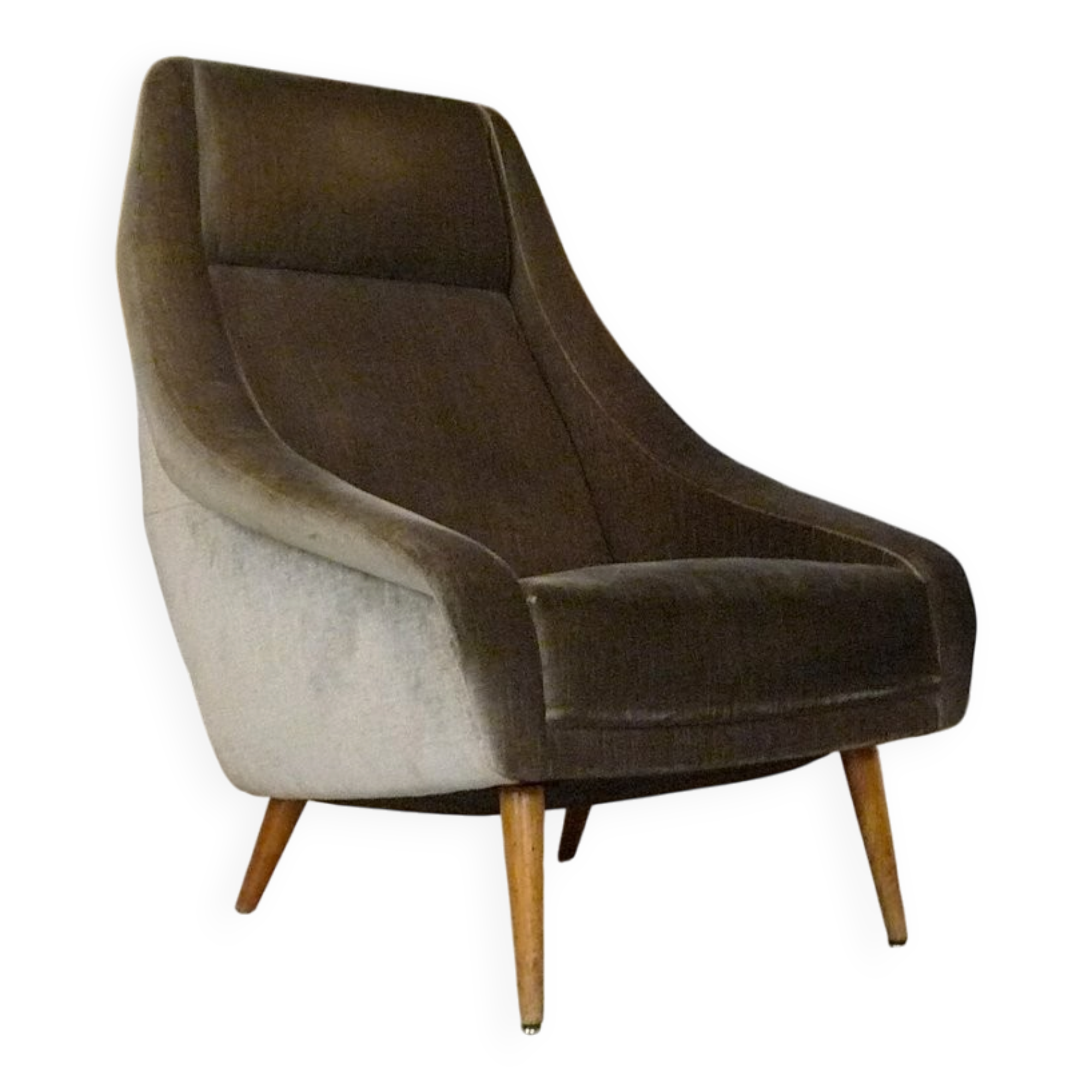 Mid-century mohair velvet high-back easy chair, Italy 1950s