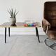 Vintage Coffee Table Floral Glass Top Tapered Legs