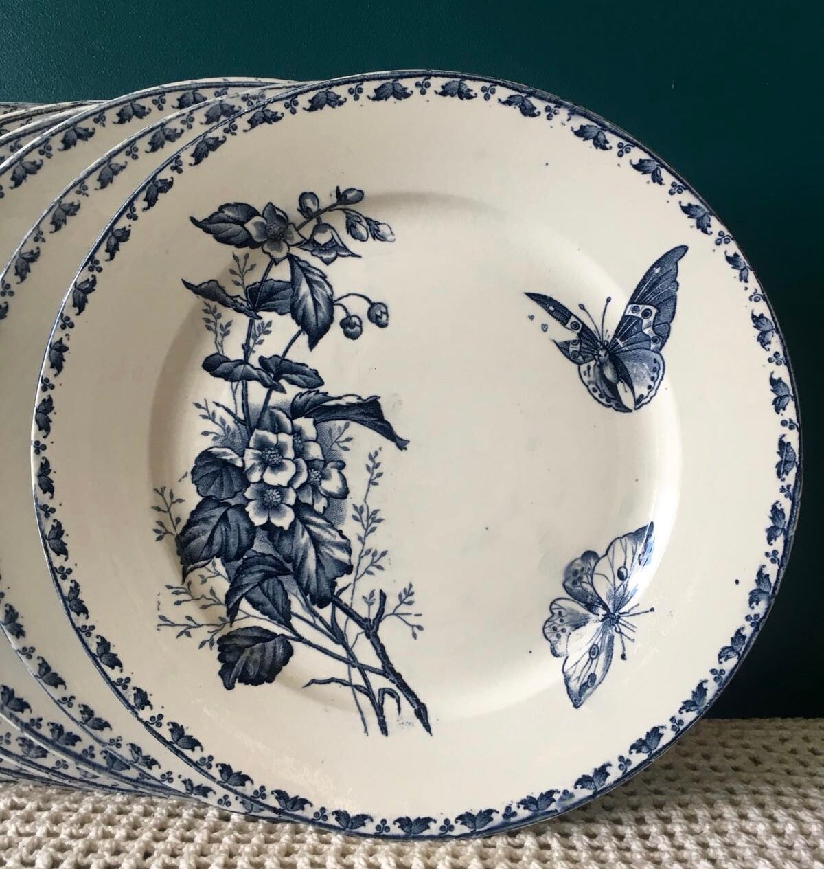 Set of 6 flat plates Sarreguemines "Carmen"