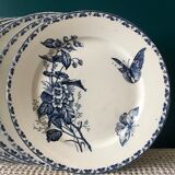 Set of 6 flat plates Sarreguemines "Carmen"