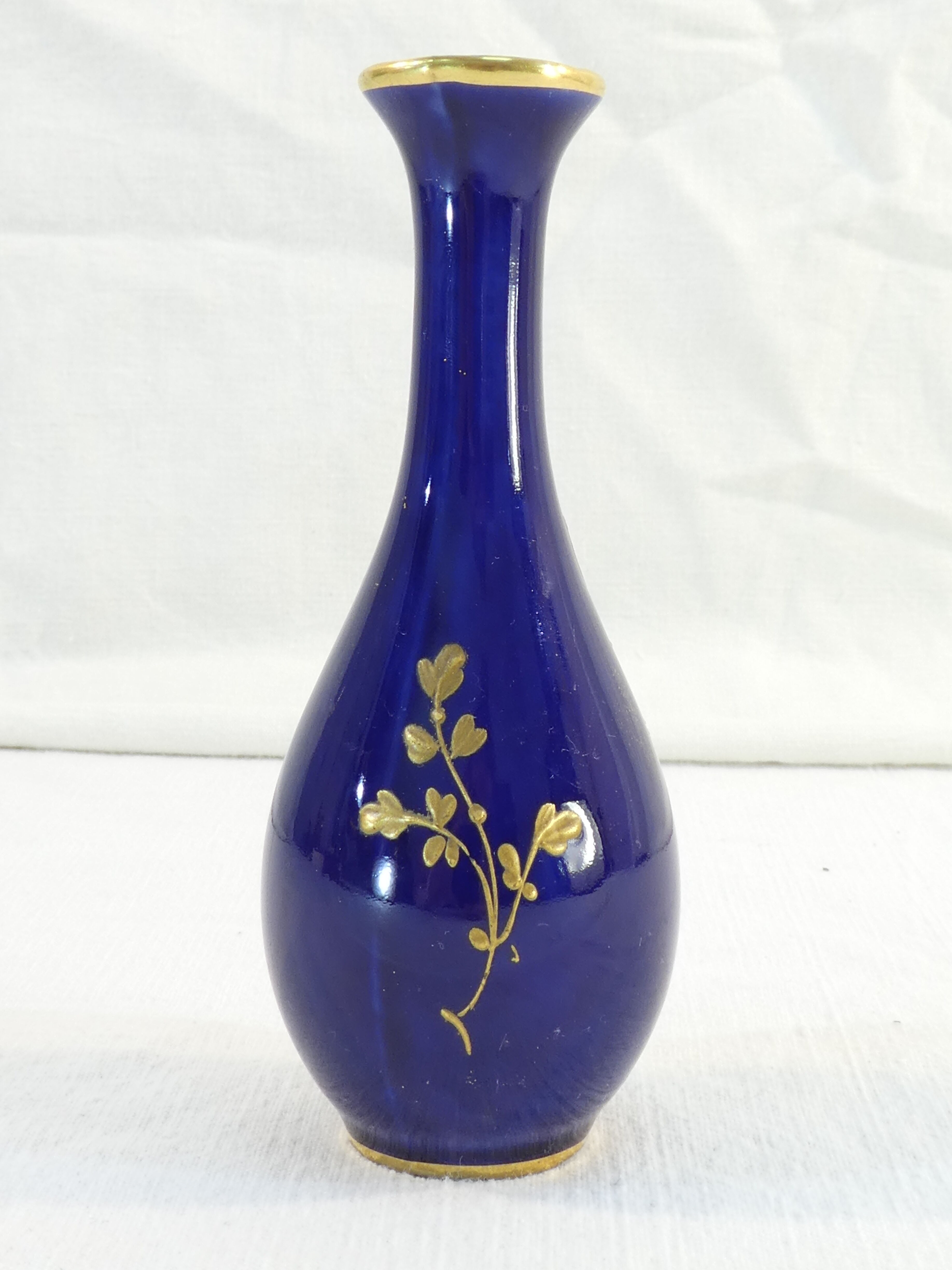 Blue porcelain oven vase of limoges
