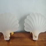 Vintage frosted glass shell wall sconces