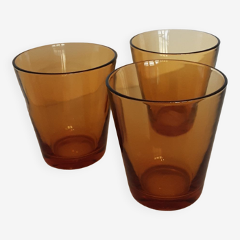 Set of 3 Vereco amber glasses