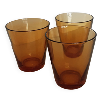 Lot de 3 verres vereco ambre