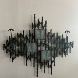 Brutalist Wall-Mounted Lamp & Coat Rack Sculpture by Angelo Brotto