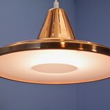 Set of 2 danish hanging lamps in solid copper, 1970s
