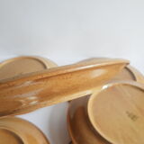 Set of 6 flat plates in Brenne stoneware from France vintage