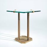 Peter Ghyczy t18 bronze cut glass sidetable, brutalist classic