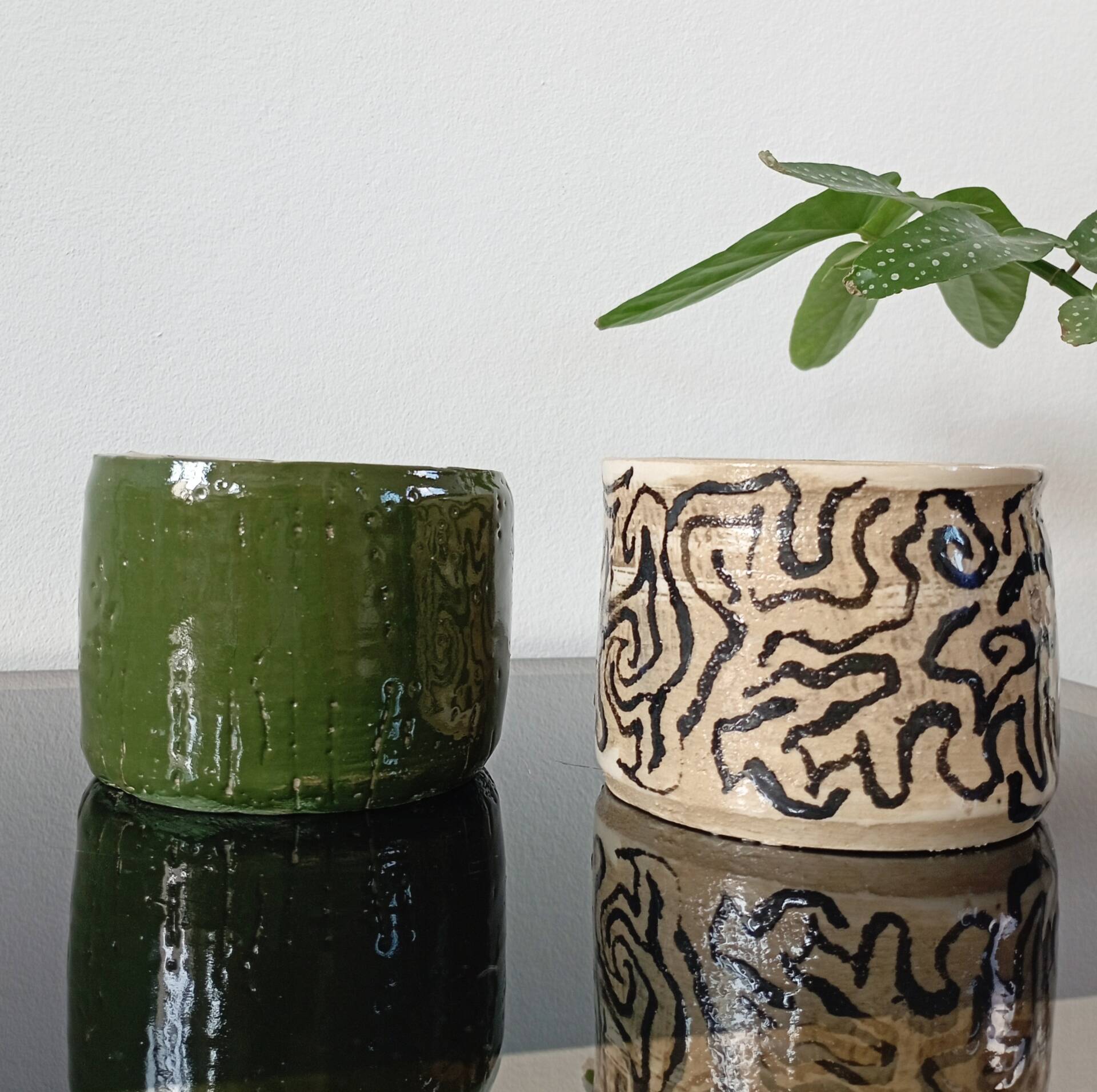 Duo de céramiques d'atelier vintage 70's