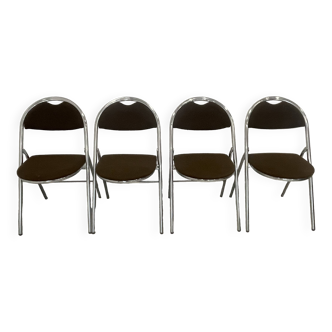 4 chaises pliantes en métal chromé et tissu Trigano Hestia