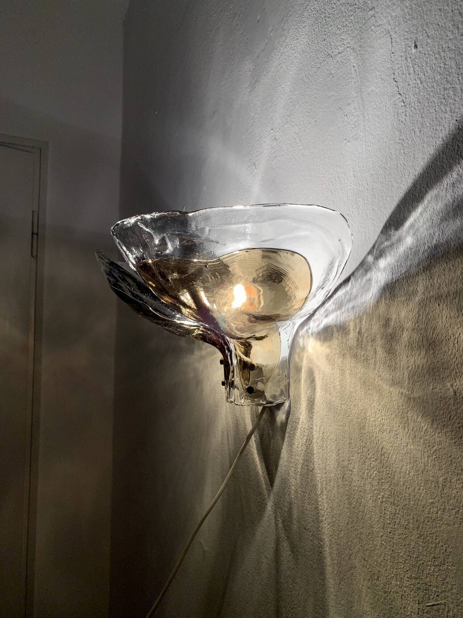 Set of 2 Smoked Glass Wall Lamps by J.T. Kalmar