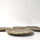 Lot 5 plates sarreguemines ceramic seventies