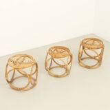 Set of three 1970s rattan stools, Spain.