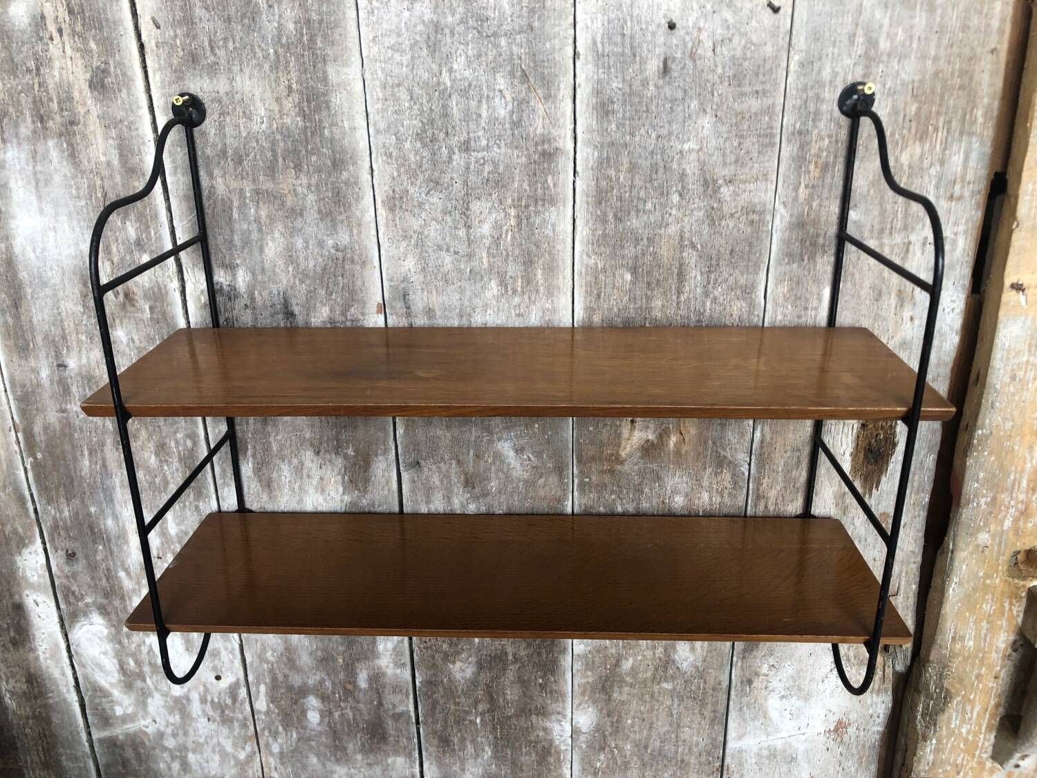 Old tomado modular wall shelf black metal + vintage wood
