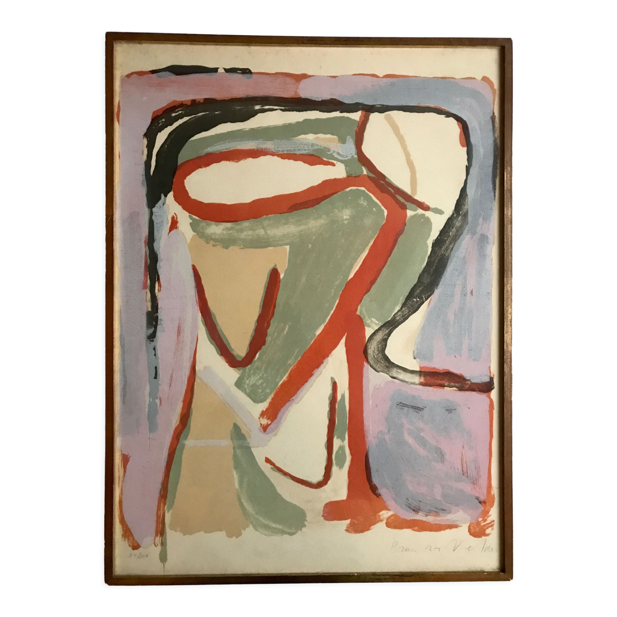 Original lithograph signed and numbered by Bram VAN VELDE, Red Course - MP 041, 1968