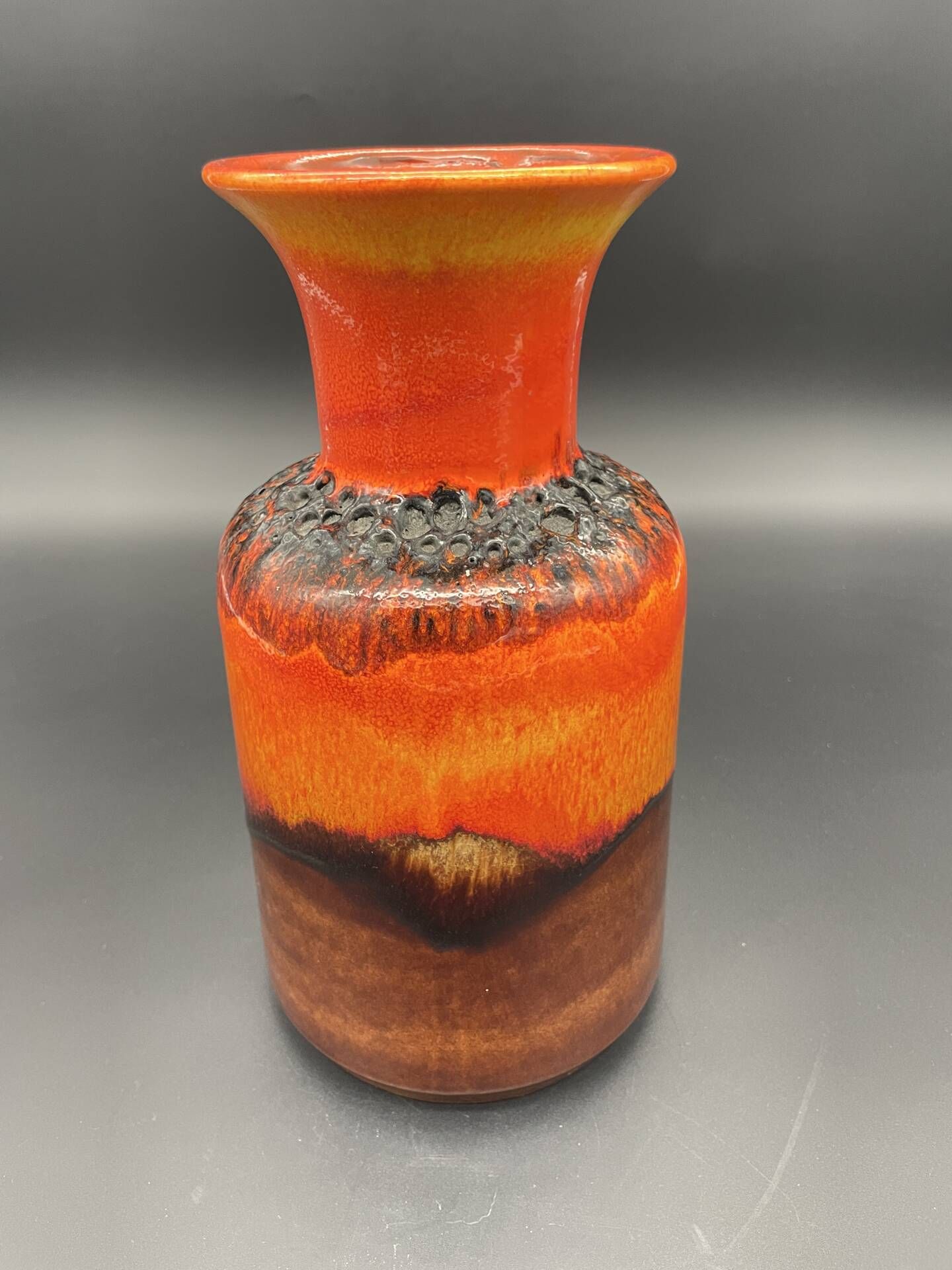 Vintage Jasba Fat Lava vase in orange and red – German ceramic from the year.