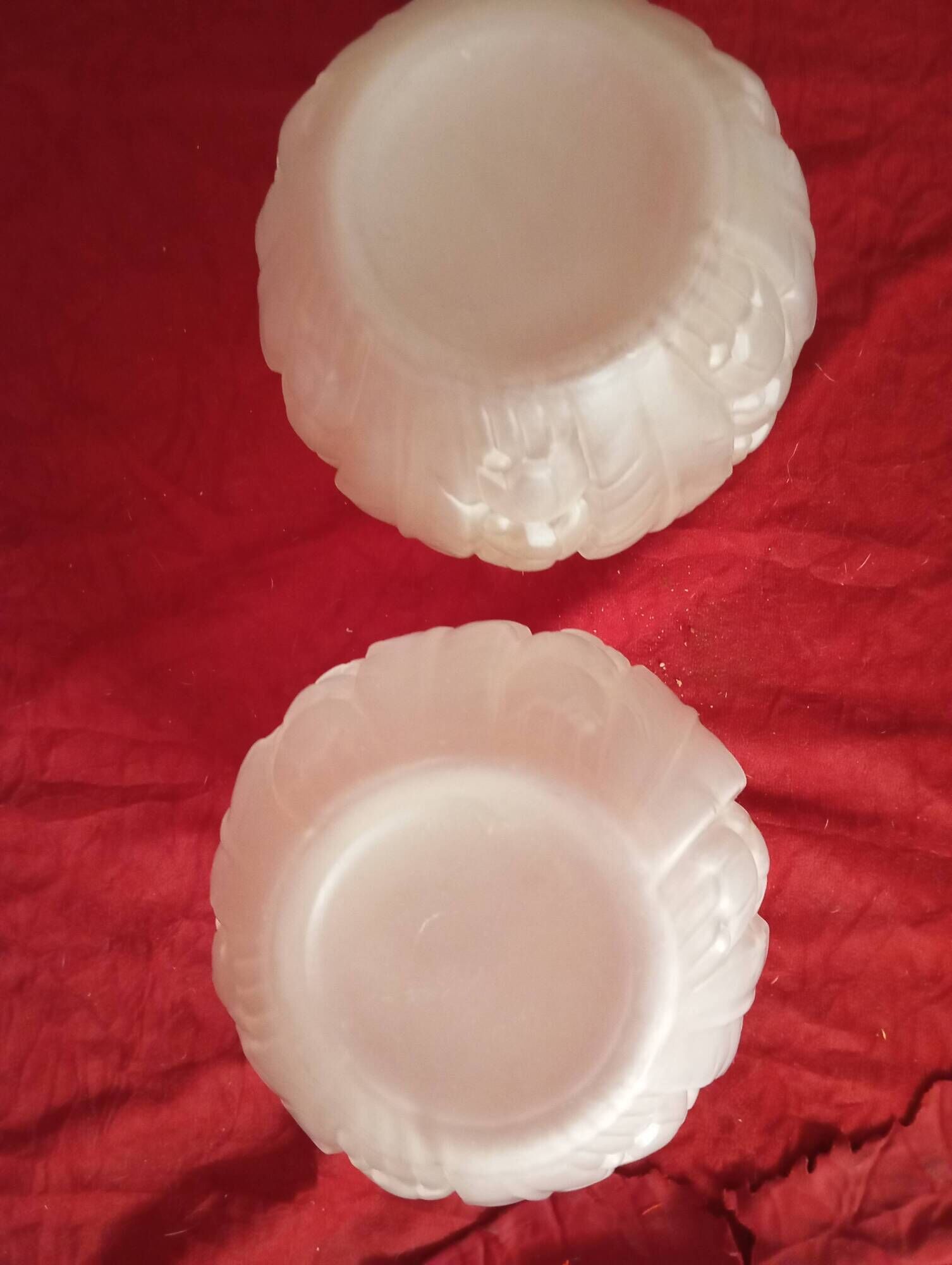 Pair of art deco pressed glass vases "joma montreuil"