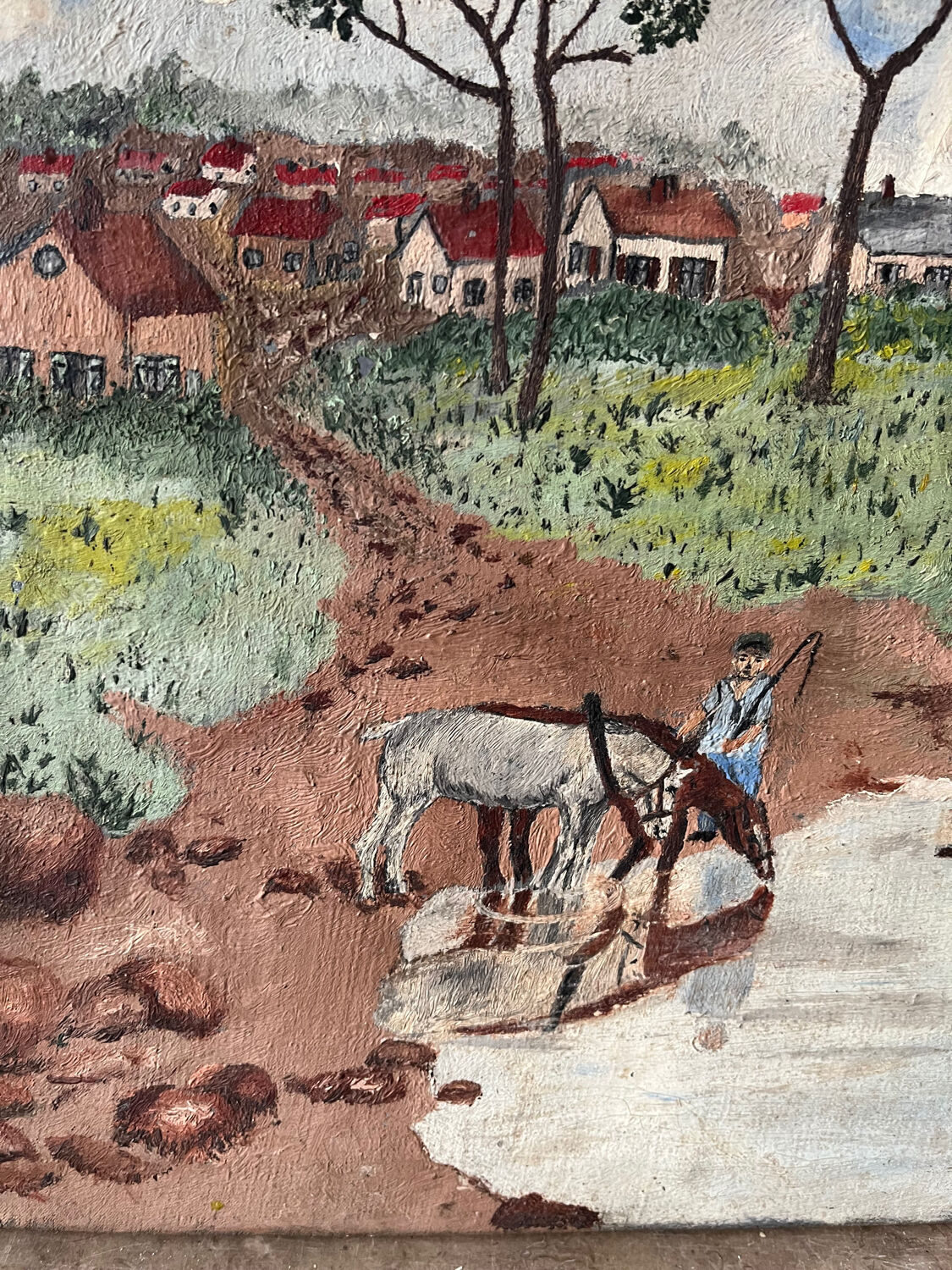 Countryside scene with horses, signed