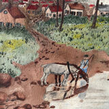 Countryside scene with horses, signed