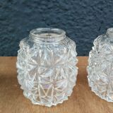Set of 3 glass-carved glass globes for suspension