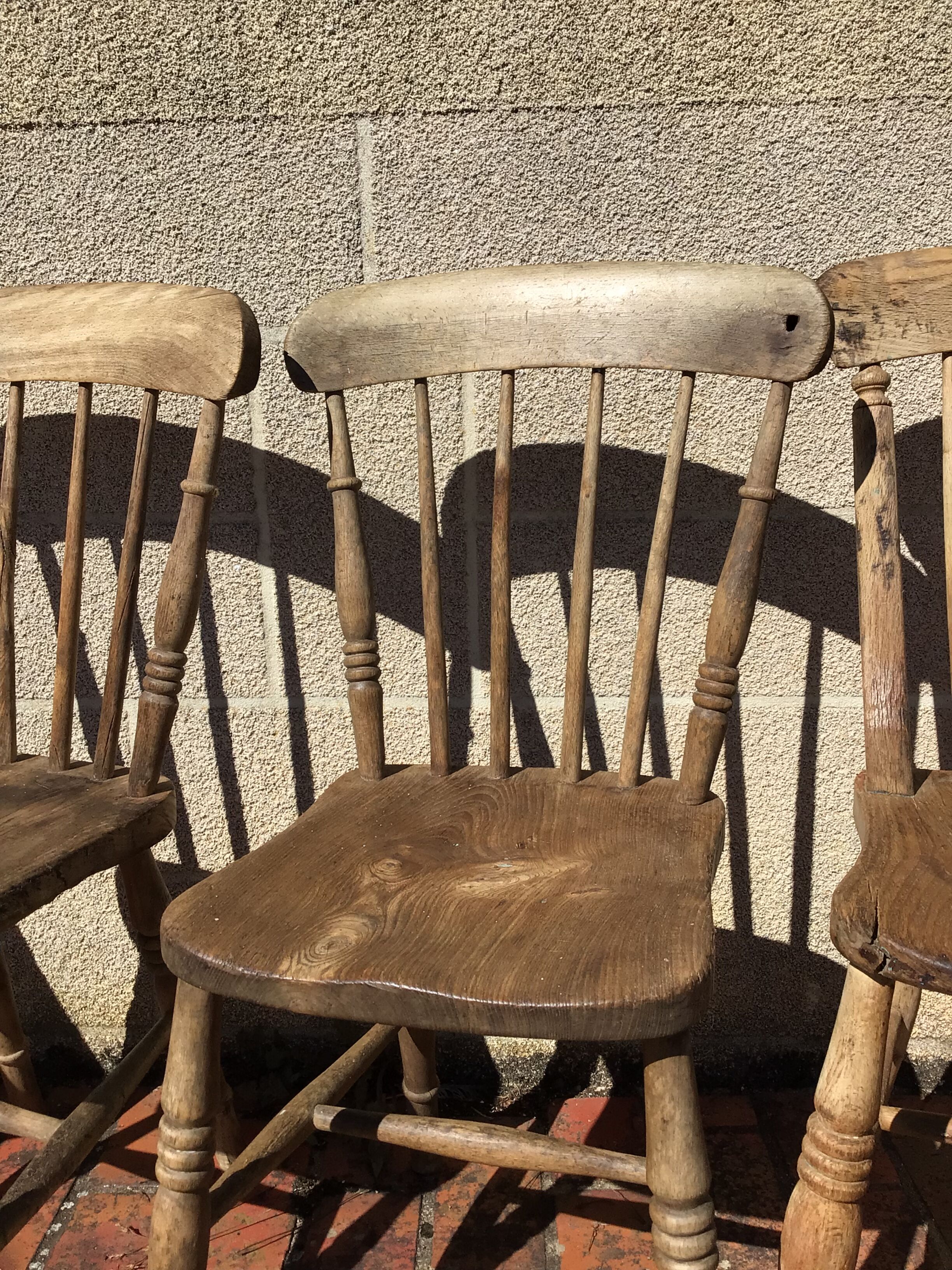 Series of 4 Western chairs in solid oak