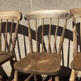 Series of 4 Western chairs in solid oak