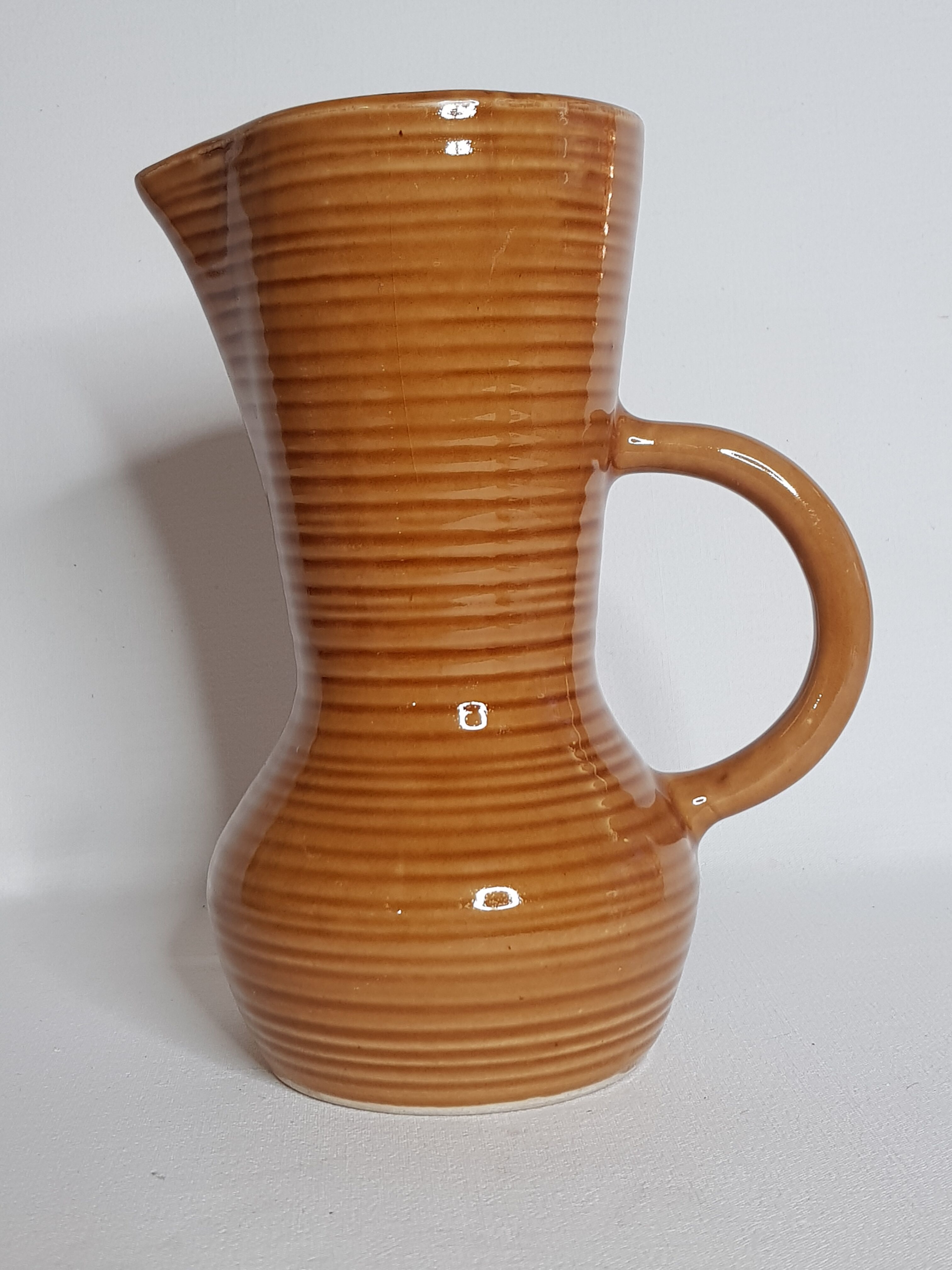 Digoin e-sandstone pitcher, honey colour, 22 cm
