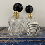 Pair of vintage bubbled glass wall lights