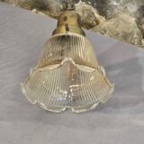 Holophane glass and brass suspension