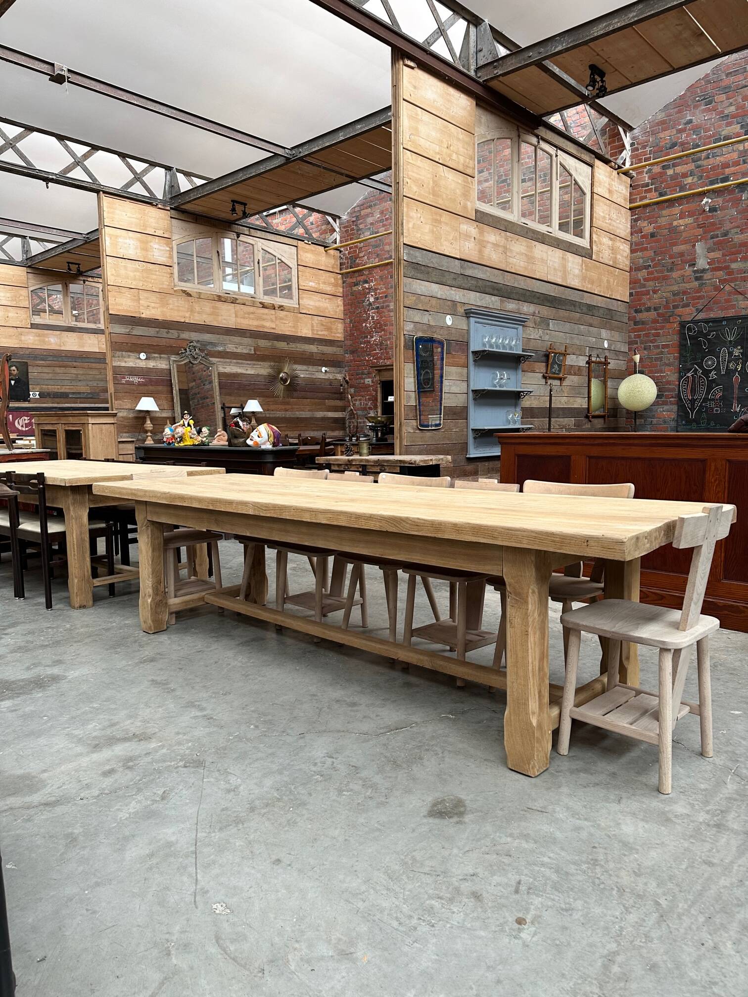Very large solid oak farm table