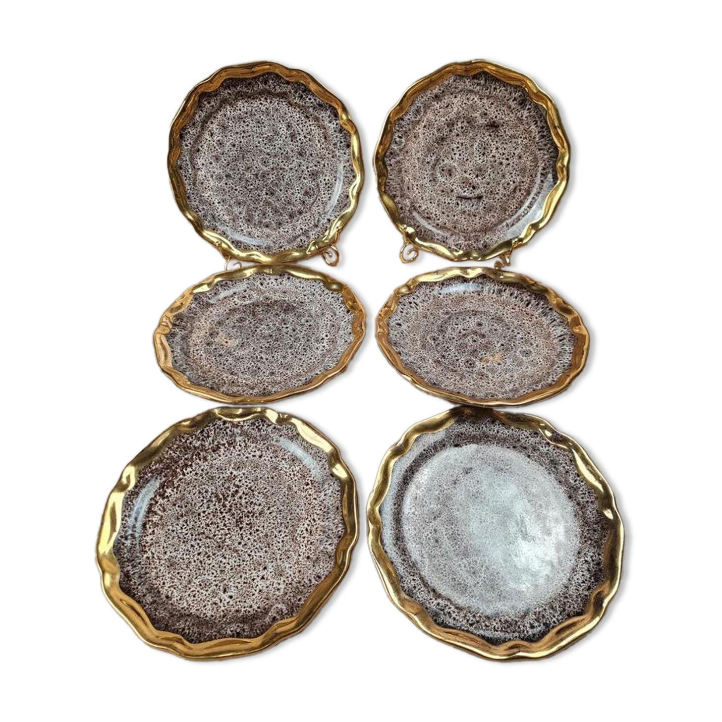 Set of 6 dessert plates – Marius Giuge Vallauris – Rare pieces & collection