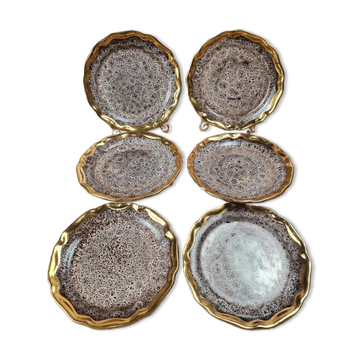 Lot de 6 assiettes à dessert – Marius Giuge Vallauris – Pièces rares & collection
